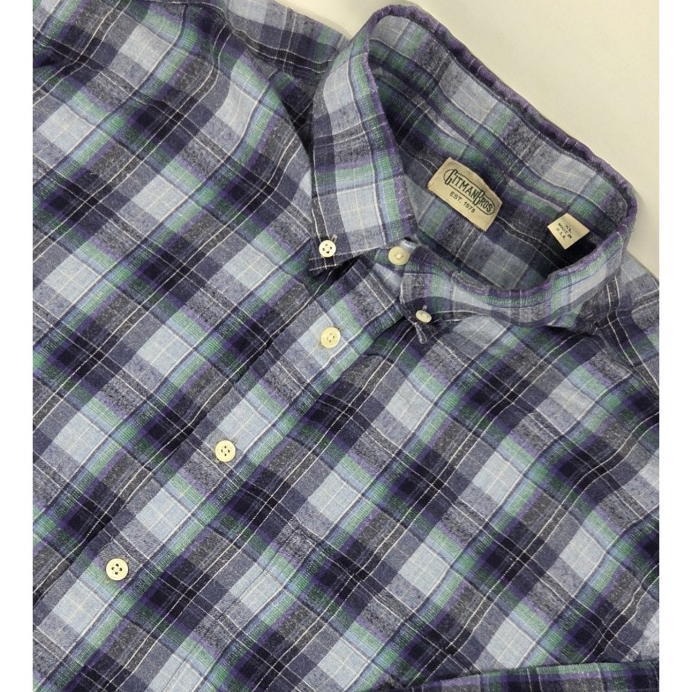 Gitman Bros Shirt Mens XL Blue Plaid Button Down Long Sleeve Classic Made in USA